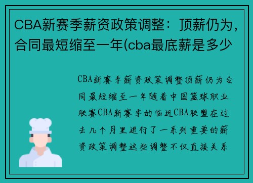 CBA新赛季薪资政策调整：顶薪仍为，合同最短缩至一年(cba最底薪是多少钱)